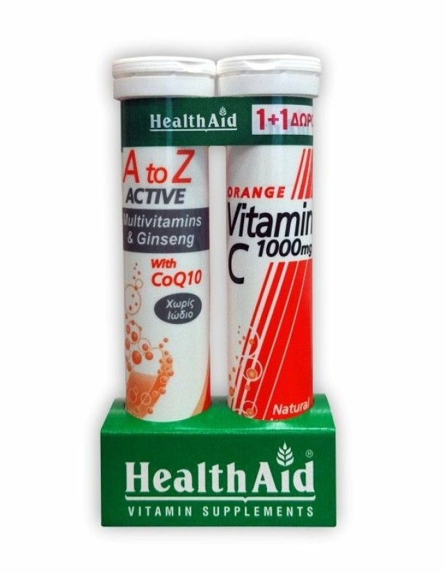 Health Aid A to Z Active Mulitvitamins με Q10 + Δώρο Vitamin C 1000mg * 20 eff.tbs