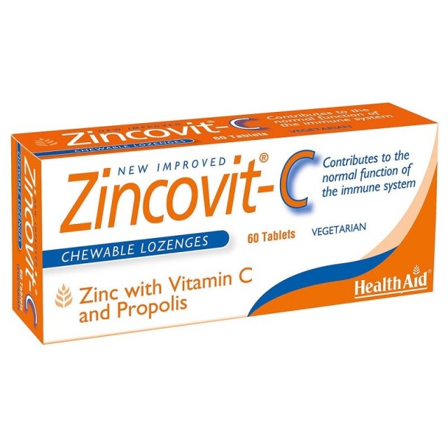 Health Aid C Zincovit Ψευδάργυρος, Βιταμίνη C & Πρόπολη 60Chew. Tabs