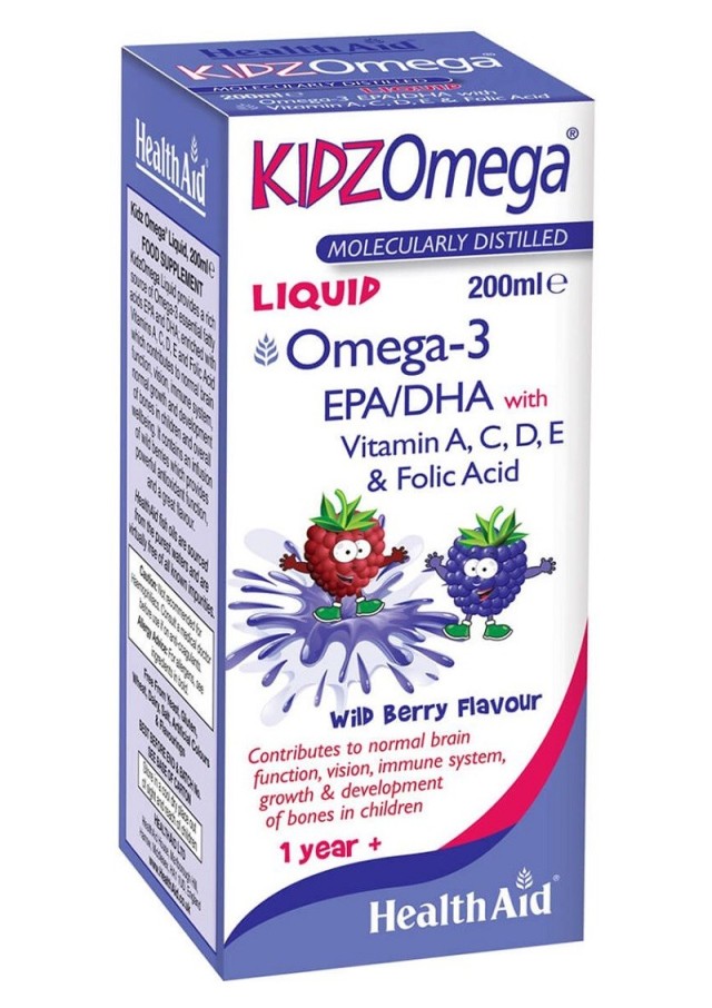 Health Aid KidzOmega Σιρόπι με Γεύση Βατόμουρο 200ml