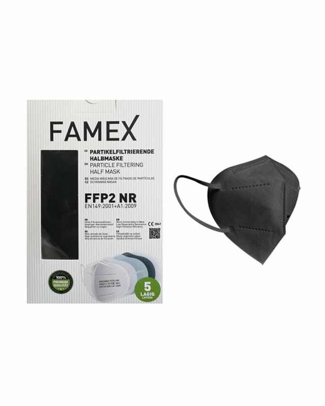 Famex Mask FFP2 NR Μάσκα Προστασίας Μαύρη 1τμχ