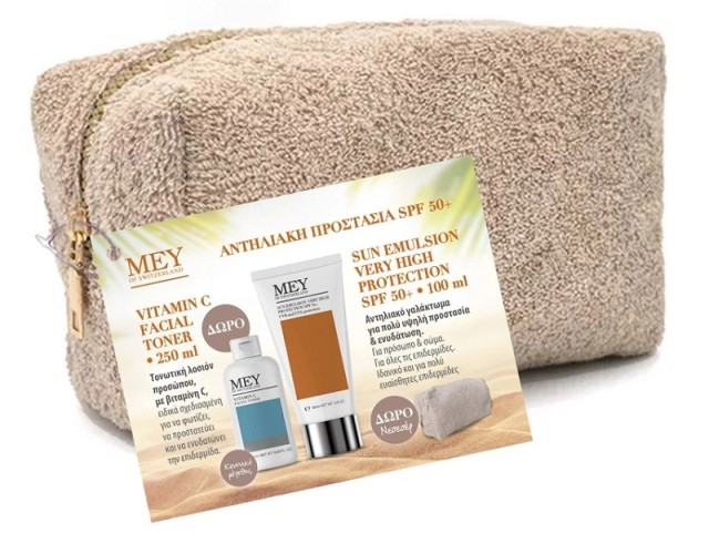 Mey Promo Sun Emulsion Very High Protection Αντηλιακό Γαλάκτωμα SPF50+ 100ml & Δώρο Τονωτική Λοσιόν Προσώπου 250ml & Νεσεσέρ
