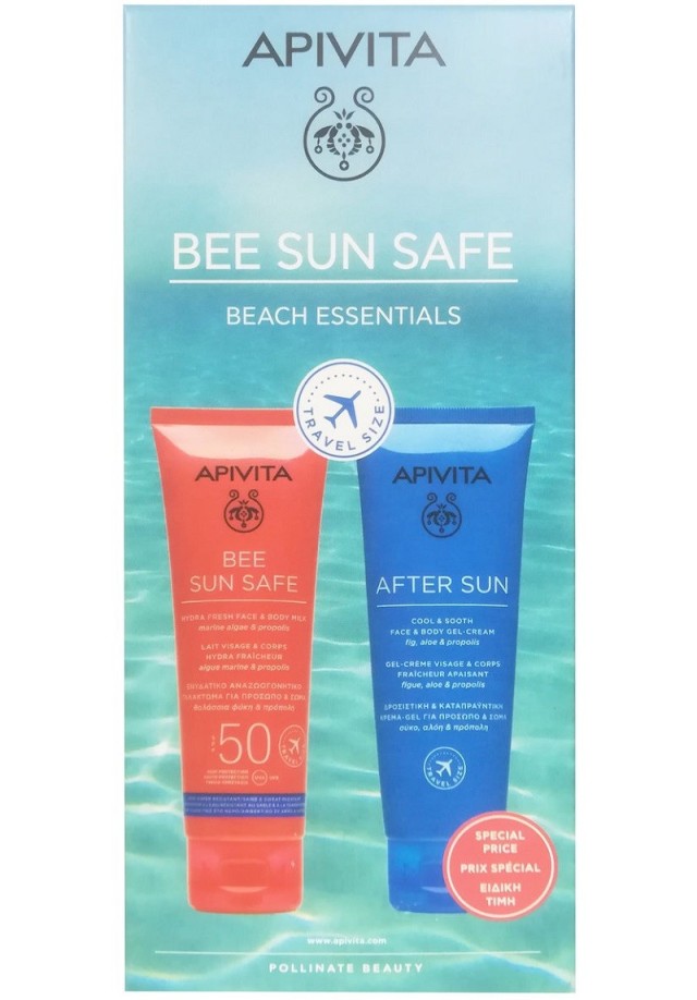 Apivita Bee Sun Safe Beach Essentials με Αντηλιακό Γαλάκτωμα για Πρόσωπο και Σώμα spf50 100ml & After Sun 100ml