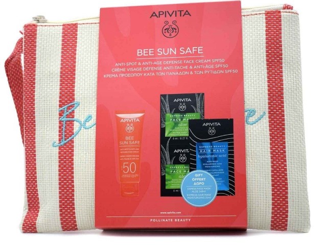 Apivita Promo Bee Sun Safe Anti-Spot & Anti-Age Face Cream SPF50 50ml & Δώρο Face Mask Aloe 2x8ml & Hair Mask Hyaluronic 20ml