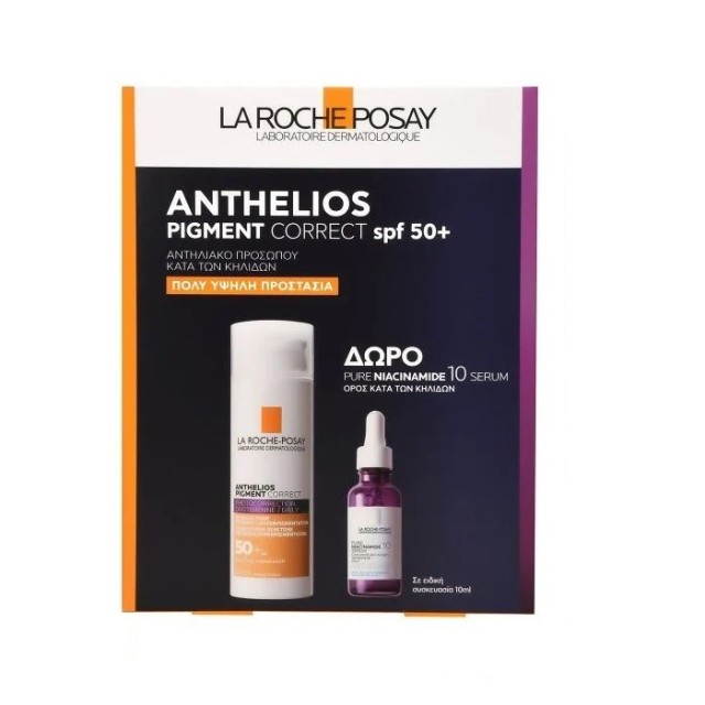 La Roche Posay Promo Anthelios Pigment Correct Αντηλιακό Προσώπου Κατά Των Κηλίδων SPF50+ 50ml & Δώρο Pure Niacinamide 10 10ml