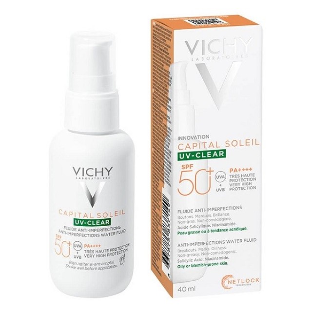 Vichy Capital Soleil UV-Clear Λεπτόρρευστο Αντηλιακό κατά των Ατελειών SPF50+ 40ml