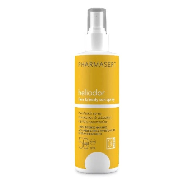 Pharmasept Heliodor Face & Body Sun Spray spf50 Αντιηλιακό Προσώπου & Σώματος με Φυσικό Φίλτρο 165g