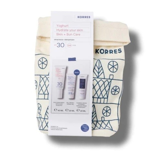 Korres Hydrate your skin Skin + Sun Care SPF30 Αντιηλιακό Προσώπου Γιαούρτι +δώρο Cream-gel 20ml+Foaming Cream 20ml