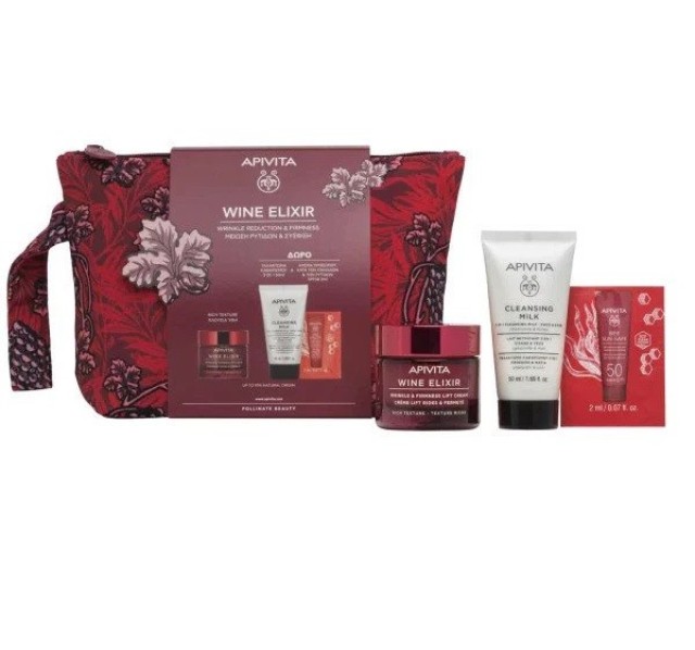 Apivita Wine Elixir Promo Κρέμα Πλούσιας Υφής 50ml+ Cleansing Milk 50ml+Bee Sunsafe Anti-Age Anti-spot 2ml