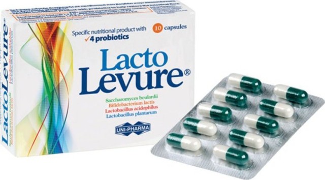 Uni-Pharma Lacto Levure Τρόφιμο Ειδικής Διατροφής με 4 Προβιοτικά 10Caps