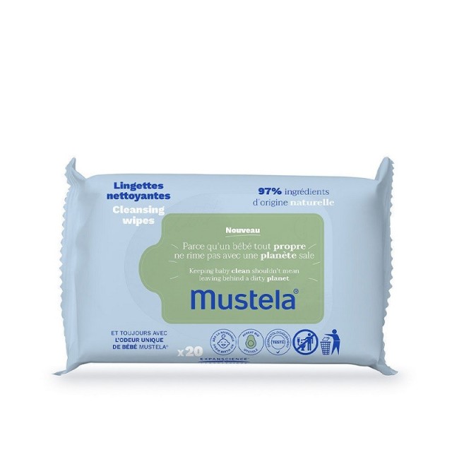 Mustela Eco-Responsible Natural Fiber Cleansing Wipes Απαλά Οικολογικά Μαντηλάκια Καθαρισμού 60τεμ