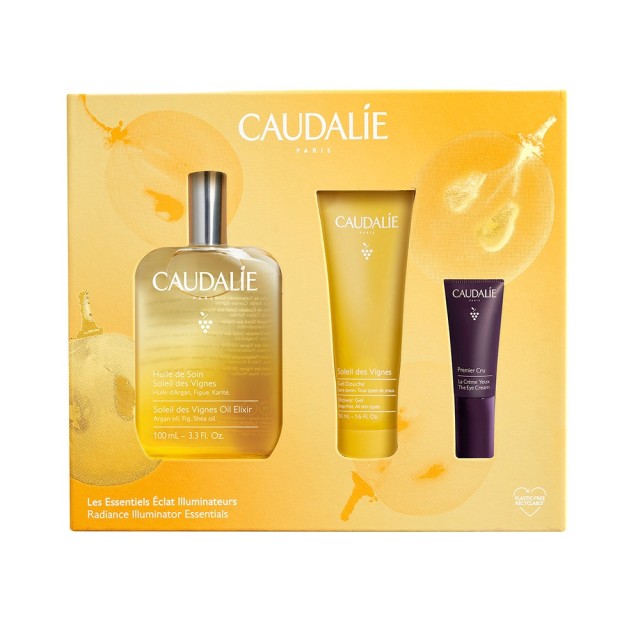 Caudalie Brightening Glow Essentials Body Oil Soleil des Vigne+ Shower Gel+ Premier Cru Eye cream 5ml