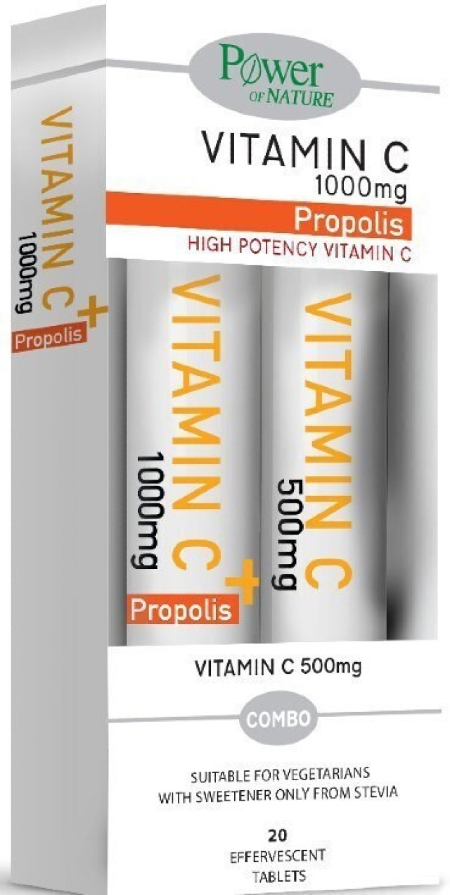 Power of Nature Vitamin C & Propolis 1000mg 20Eff. Tabs & Vitamin C 500mg 20Eff. Tabs