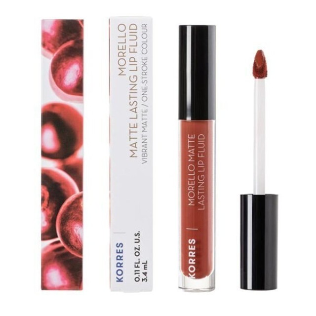 Korres Morello Matte Lasting Lip Fluid Υγρό Κραγιόν Μεγάλης Διάρκειας 58 Red Clay 3.4ml