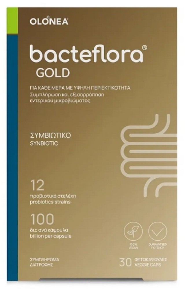 Olonea BacteFlora Gold Συμβιωτικό για Υγεία & Ομαλή Λειτουργία Εντέρου με Υψηλή Περιεκτικότητα 30κάψουλες