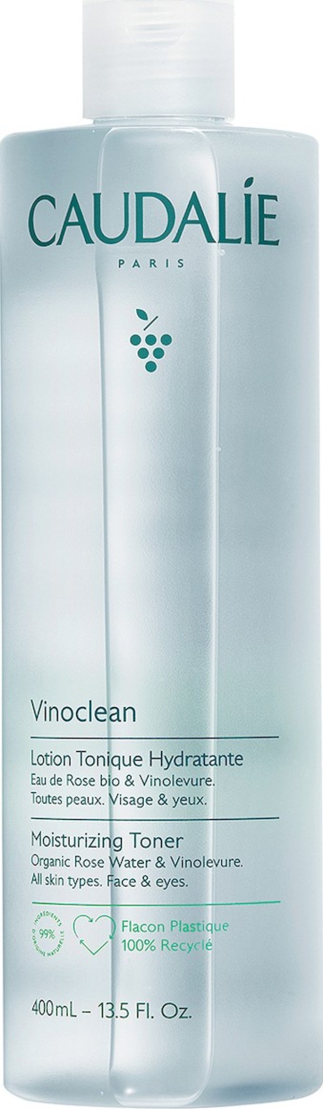 Caudalie Vinoclean Moisturizing Toner Τονωτική Λοσιόν Ντεμακιγιάζ Προσώπου & Ματιών 400ml