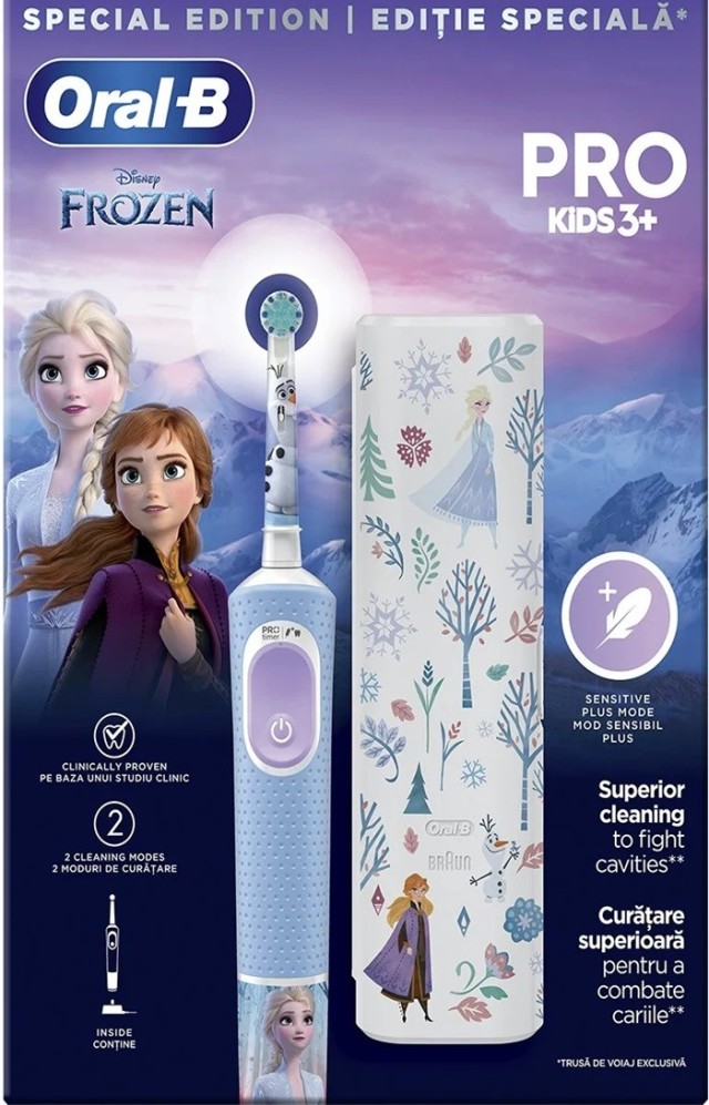 Oral-B Vitality Kids Special Edition Ηλεκτρική Οδοντόβουρτσα Disney Frozen για Παιδιά 3+ Ετών & Θήκη Ταξιδίου 1τμχ