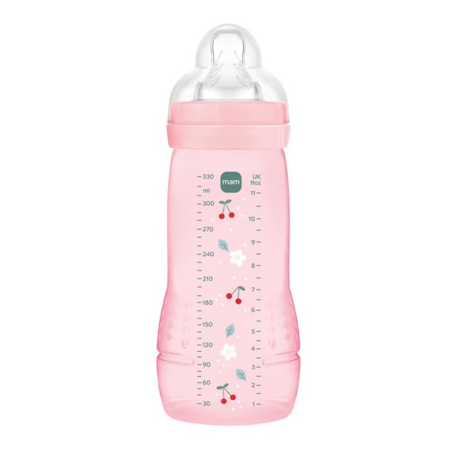 Mam Easy Active Πλαστικό Μπιμπερό με Θηλή Σιλικόνης 4+ μηνών Ροζ 330ml