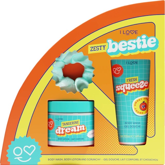I Love Promo Zesty Bestie Με Tangerine Dream Ενυδατικό Γαλάκτωμα Σώματος 150ml & Fresh Squeeze Αφρόλουτρο 100ml & Scrunchie Λαστιχάκι Μαλλιών