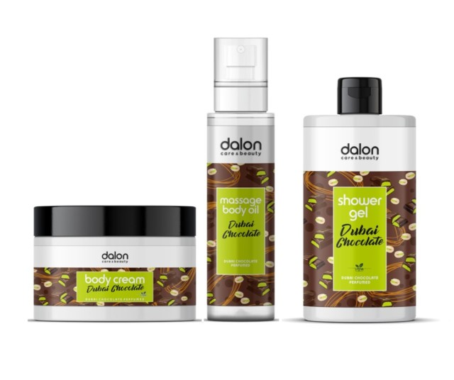 Dalon Dubai Chocolate Promo Body Cream Κρέμα Σώματος 500ml+Body Massage Oil 200ml+ Shower Gel 500ml