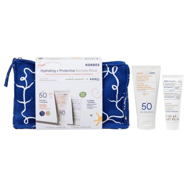 Korres Promo Yoghurt SPF50 Hydrating Suncare Ritual Γιαούρτι Αντηλιακή Κρέμα Προσώπου SPF50 50ml & ΔΩΡΟ Αφρώδης Κρέμα Καθαρισμού με Προβιοτικά 20ml σε νεσεσέρ