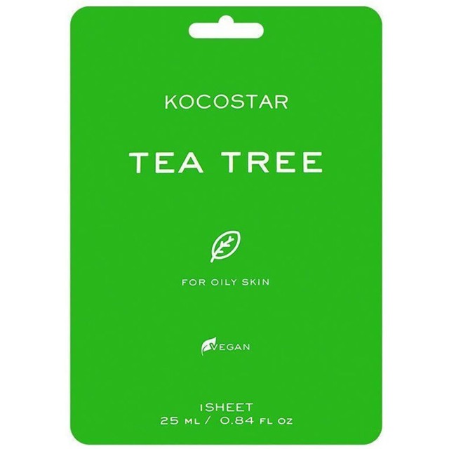 Kocostar Tea Tree Face Sheet Mask Εμποτισμένη Μάσκα Τόνωσης για Λιπαρό Δέρμα 1τμχ
