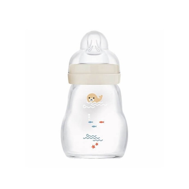 Mam Feel Good Γυάλινο Μπιμπερό 0+ μηνών 170ml Κρεμ