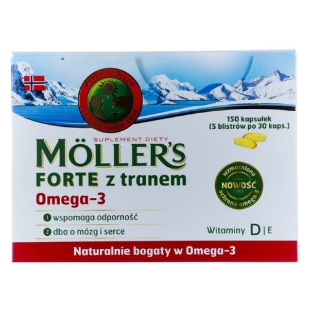 Mollers Forte Omega-3 Μίγμα Ιχθυέλαιου & Μουρουνέλαιου Υψηλής Ποιότητας 150Caps