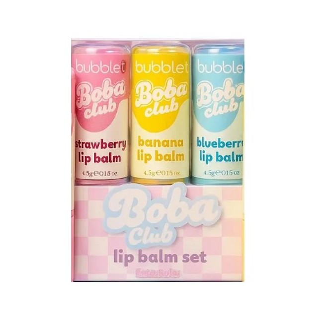 Bubble T Boba Club Lip Balm Set με 3 Ενυδατικά Balm Χειλιών 3x4.5g