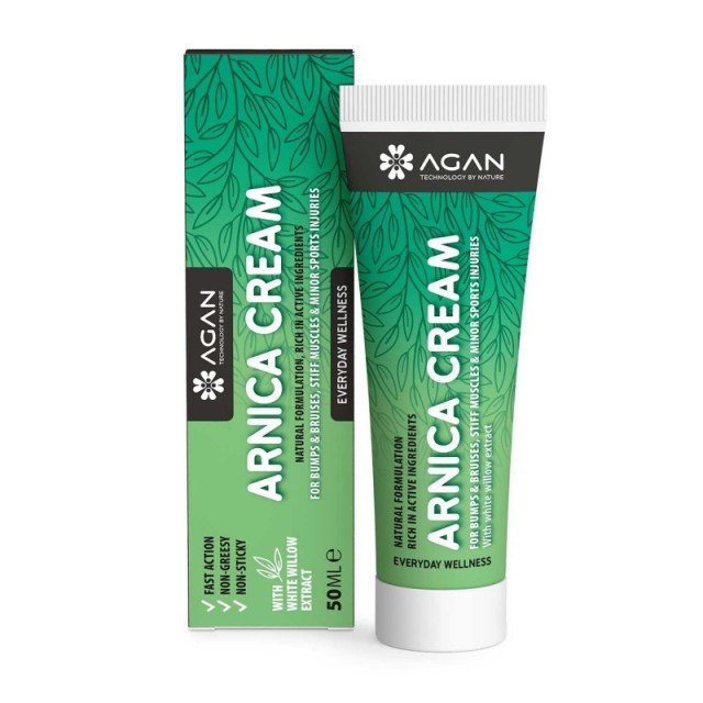 Agan Arnica Cream Κρέμα Με Εκχύλισμα Λευκής Ιτιάς για Μώλωπες, Μυϊκούς Πόνους & Μικροτραυματισμούς 50ml