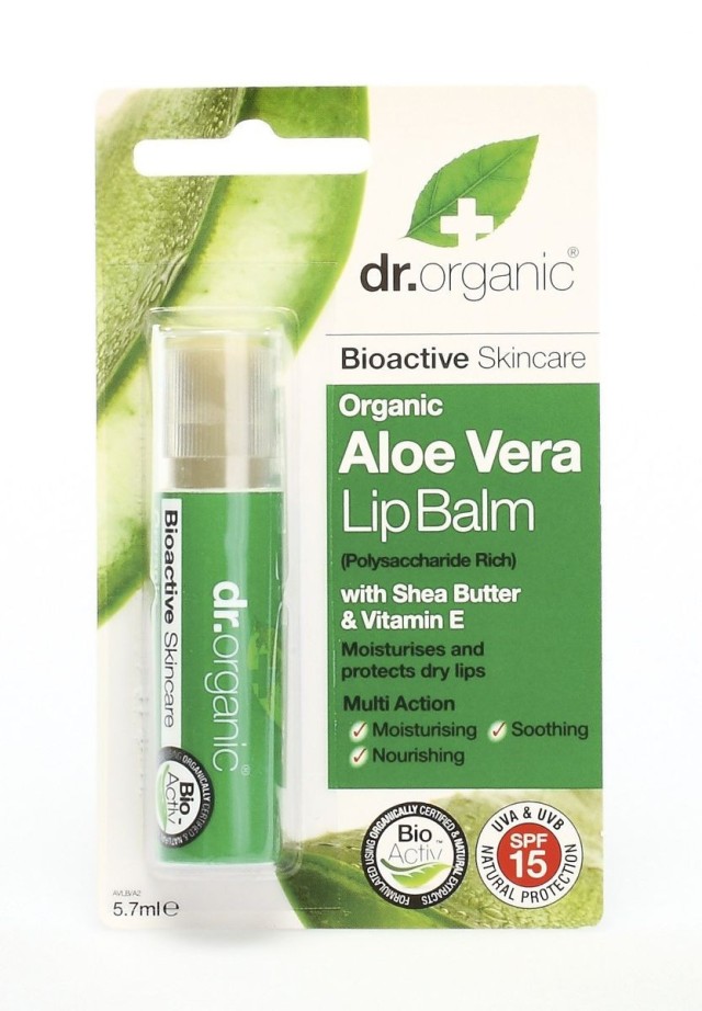 Dr.Organic Aloe Vera Lip Care Stick SPF15 Lip Balm Χειλιών με Αλόη 5,7ml