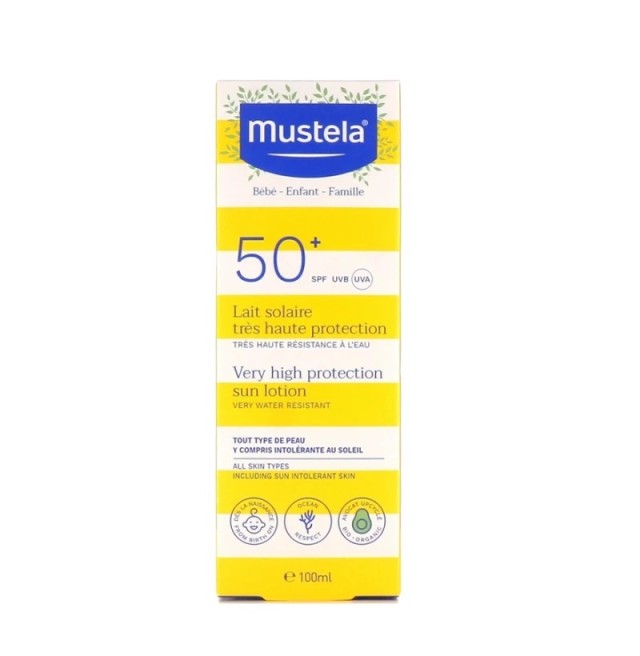Mustela Sun Αντηλιακό Γαλάκτωμα Σώματος & Προσώπου SPF50+ 100ml