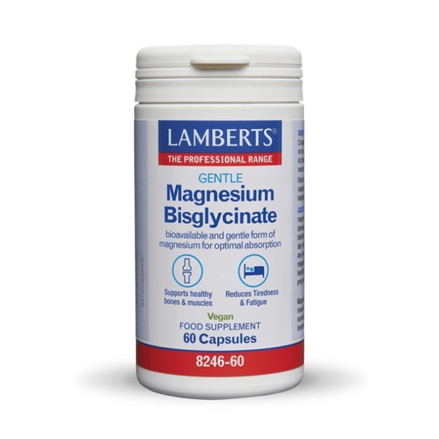 Lamberts Gentle Magnesium Bisglycinate Δισγλυκινικό Μαγνήσιο για Υποστήριξη Μυών, κατά της Κόπωσης, τους Άγχους και των Διαταραχών του Ύπνου 60caps