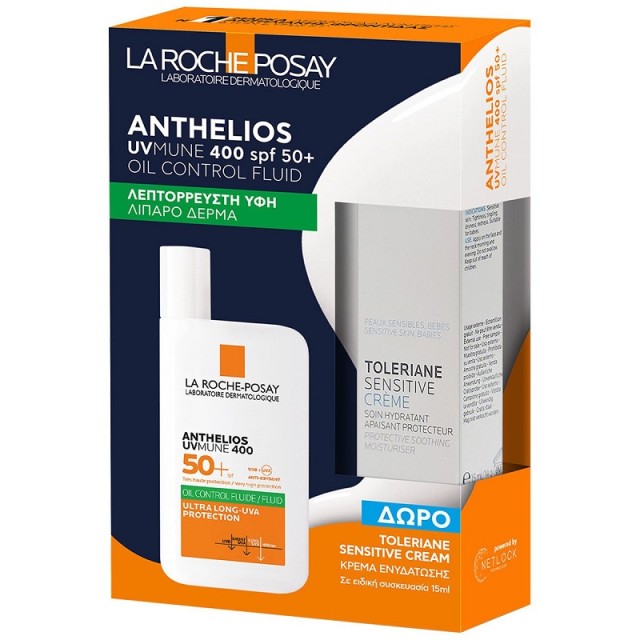 La Roche Posay Promo Anthelios UVmune 400 SPF50+ Oil Control Fluid Λεπτόρρευστο Αντηλιακό 50ml & Δώρο Toleriane Sensitive Cream 15ml