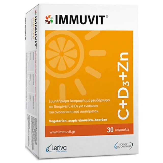Leriva Pharma Immuvit C+D3+Zn Πολυβιταμίνη για Ενίσχυση του Ανοσοποιητικού 30caps