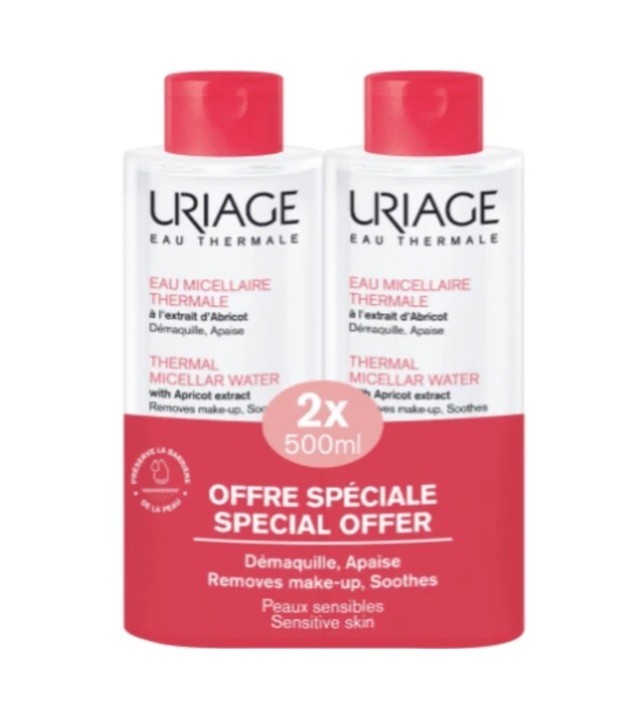 Uriage Promo Eau Micellaire Thermale Ιαματικό Νερό Καθαρισμού Προσώπου για Ευαίσθητες Επιδερμίδες 2x500ml
