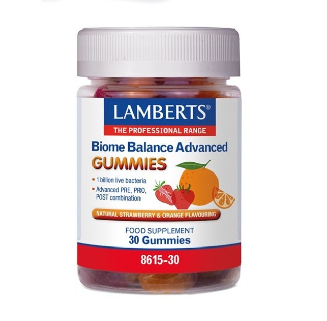 Lamberts Biome Balance Advanced Προβιοτικά & Πρεβιοτικά με Φυσική Γεύση Πορτοκάλι & Φράουλα 30 Ζελεδάκια