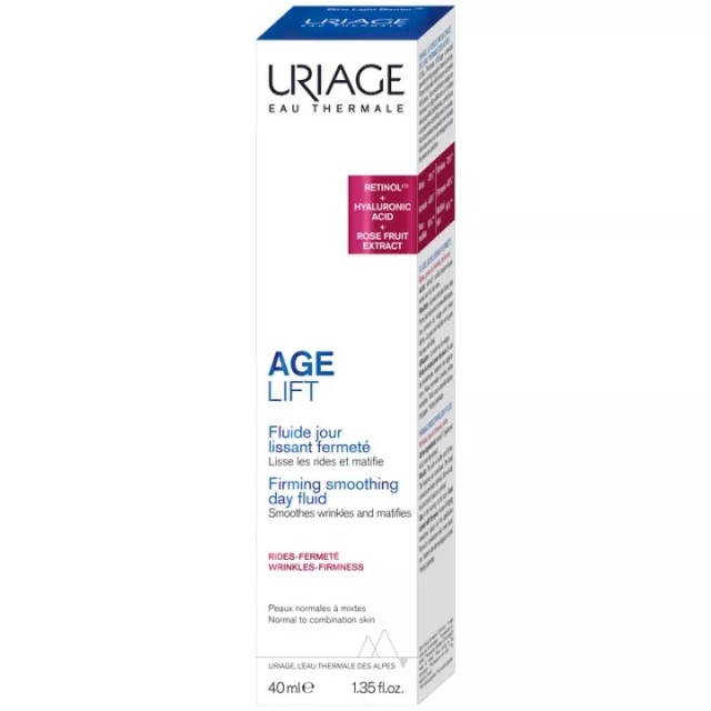 Uriage Age Lift Firming Smoothing Day Fluid Αντιγηραντική Κρέμας Ελαφριάς Υφής με Ρετινόλη και Υαλουρονικό 40ml