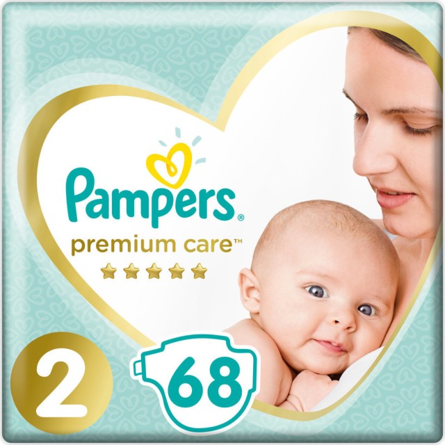 Pampers Premium Care No.2 (4-8kg) Βρεφικές Πάνες 68τμχ