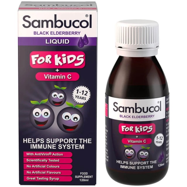 Sambucol For Kids + Vitamin C Παιδικό Σιρόπι για την Ενίσχυση του Ανοσοποιητικού 120ml