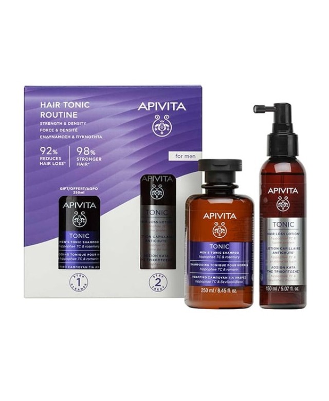 Apivita Promo Mens Hair Tonic Routine Hair Loss Lotion Λοσιόν Κατά Τριχόπτωσης 150ml & Δώρο Σαμπουάν Ανδρών 250ml