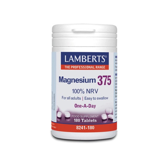 Lamberts Magnesium 375 100% NRV Συμπλήρωμα με τις 4 Σημαντικές Μορφές Αλάτων του Μαγνησίου 180Tabs