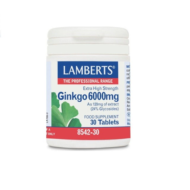 Lamberts Τιτλοδοτημένο Εκχύλισμα Ginkgo Biloba 6000mg 30Tabs