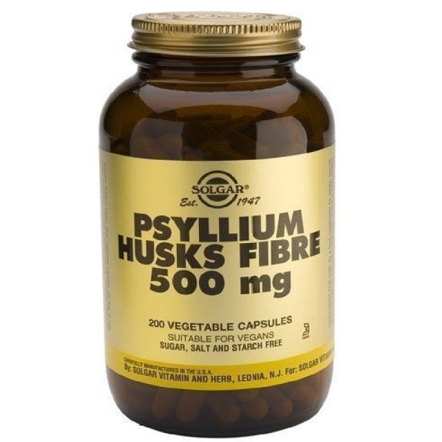 Solgar Psyllium Husks Fibre Φλοιός Ψύλλιου 500mg 200Veg. Caps