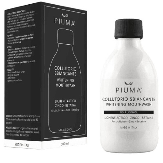 Piuma Whitening Mouthwash Στοματικό Διάλυμα για Λεύκανση Χωρίς Αλκοόλ - Γεύση Μέντα 300ml