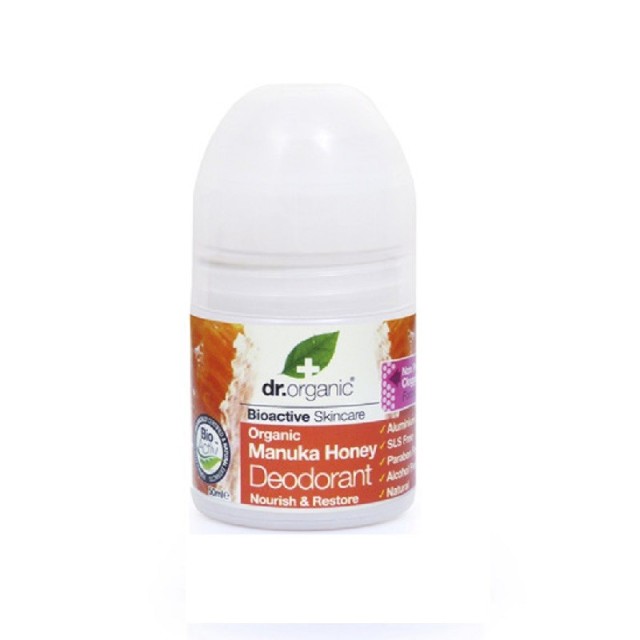 Dr.Organic Manuka Honey Roll-On Αποσμητικό με Βιολογικό Μέλι Μανούκα 50ml
