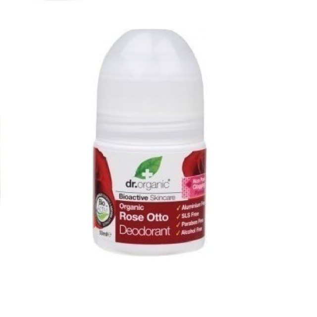 Dr.Organic Rose Otto Roll-On Αποσμητικό με Βιολογικό Έλαιο Τριαντάφυλλου 50ml