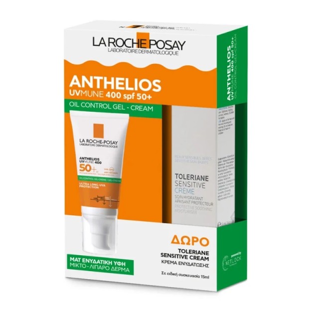 La Roche Posay Promo Anthelios UVmune 400 SPF50+ Oil Control Gel-Cream Αντηλιακή Κρέμα Για Ματ Αποτέλεσμα 50ml & Δώρο Toleriane Sensitive Cream 15ml