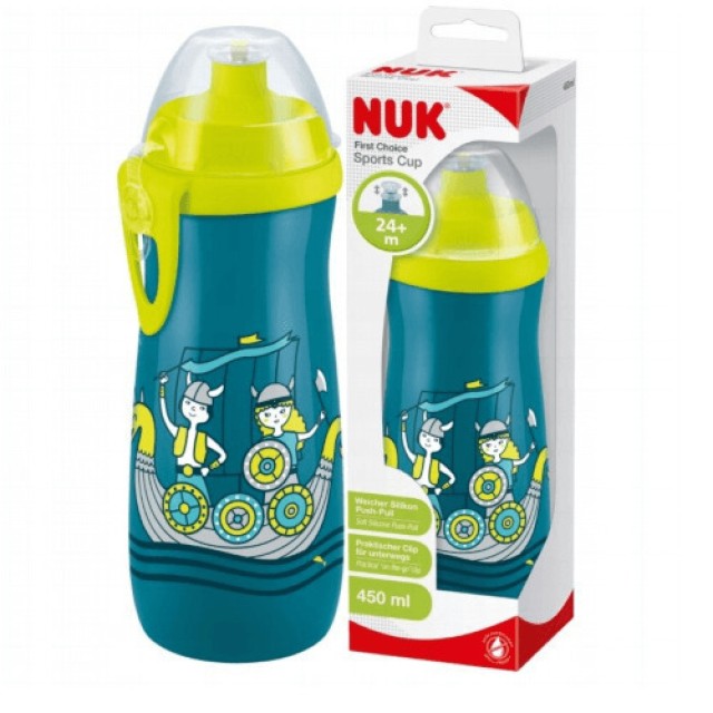 Nuk First Choice Sports Cup Παγουράκι Με Καπάκι Push-Pull Vikings για 24m+ 450ml