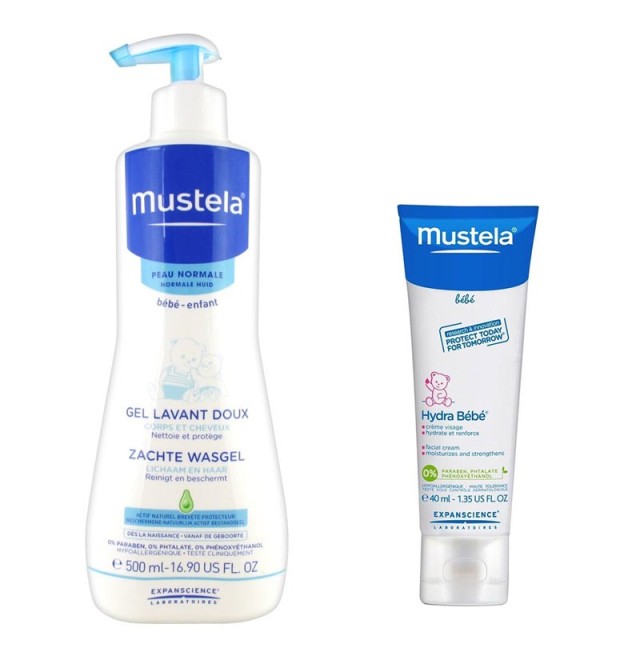 Mustela Gentle Cleansing Gel Τζελ Καθαρισμού 500ml & Δώρο Hydra Bebe Facial Cream Βρεφική Ενυδατική Κρέμα Προσώπου, 40ml