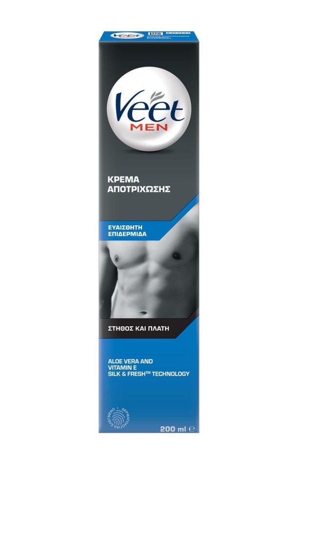 Veet Men Κρέμα Αποτρίχωσης για Άντρες για το Στήθος και Πλάτη για Ευαίσθητο Δέρμα, 200ml